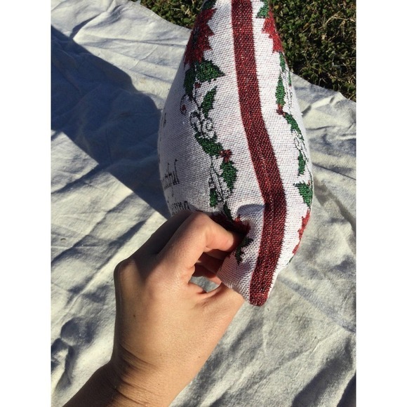 Tapestry accent pillow embroidered friend gift blessing Christmas white red - Picture 3 of 10